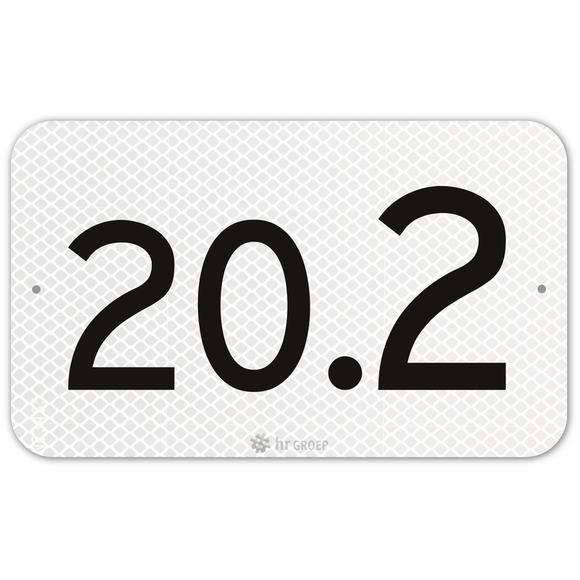 Hectometer sign, decimal, US20, flat