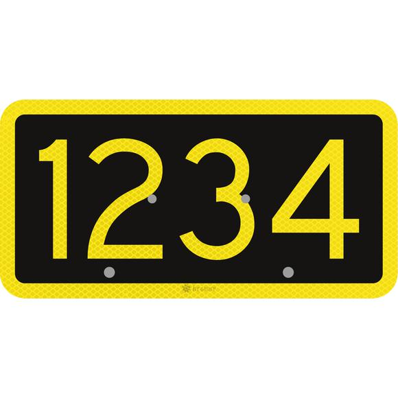 Signal number board, bk/yl, 1-4 pos., US20, flat