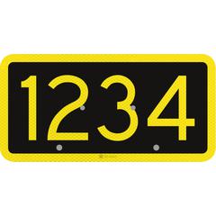 Signal number board, bk/yl, 1-4 pos., US20, flat