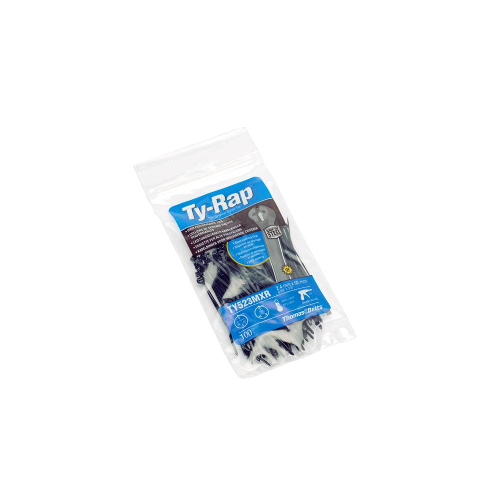 Cable tie, 92x2.4mm, bk, uv, with clip