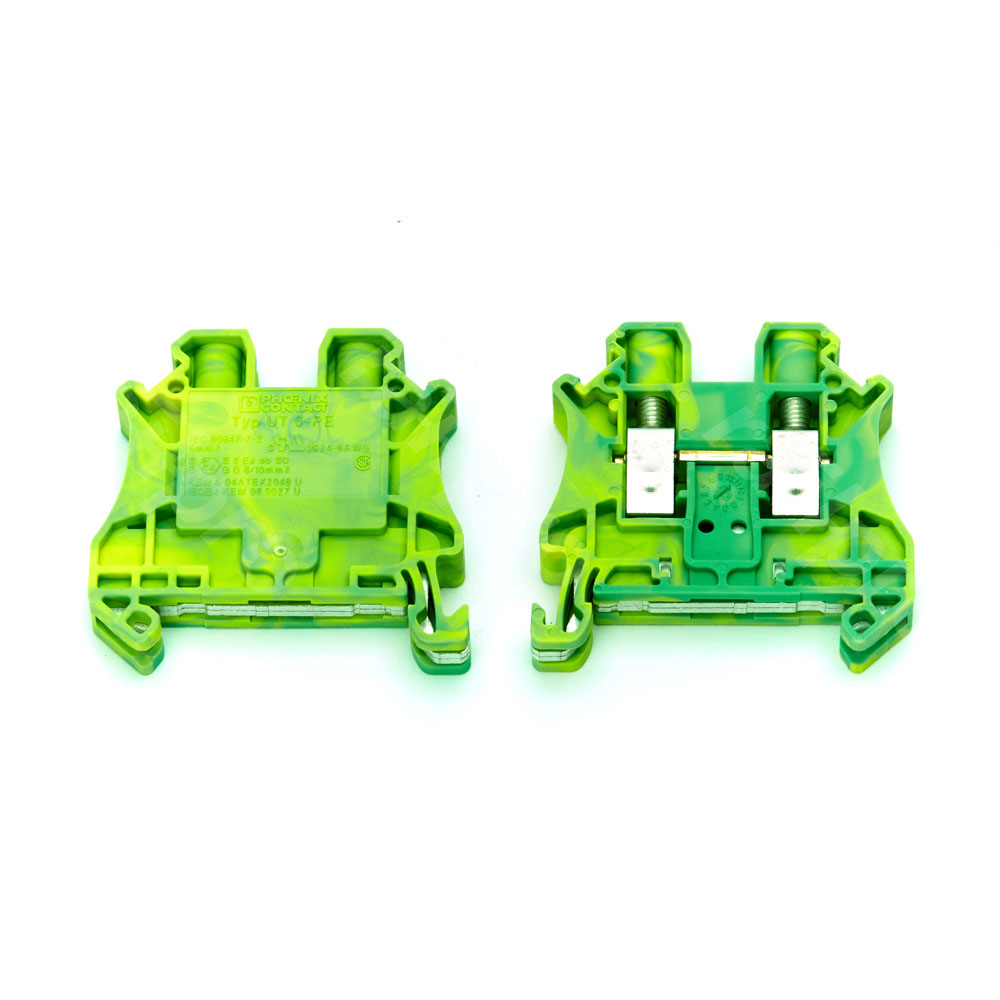 Terminal block, UT6-PE, yellow/green, 6mm² (Phoenix)