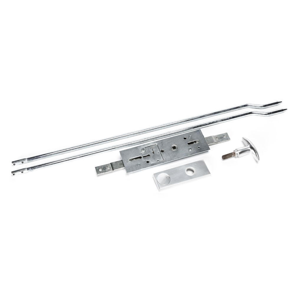 Lock, espagnolette, with rods
