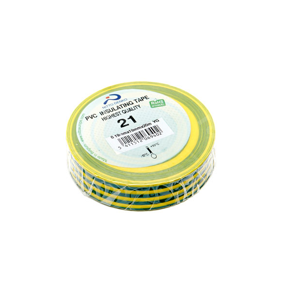 Insulation tape, yl/gn, 19mmx20m